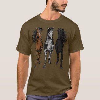 Womens Wild Horse Animal Art Designed For Horse T-Shirt