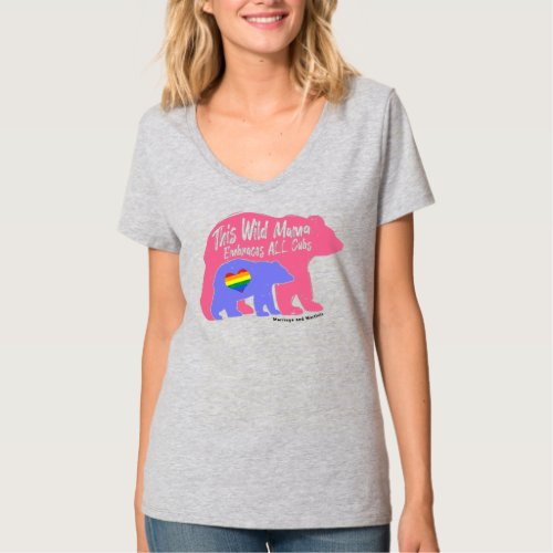 Womens Wild Mama Pride LGBT Bears Colorful Mom T_Shirt