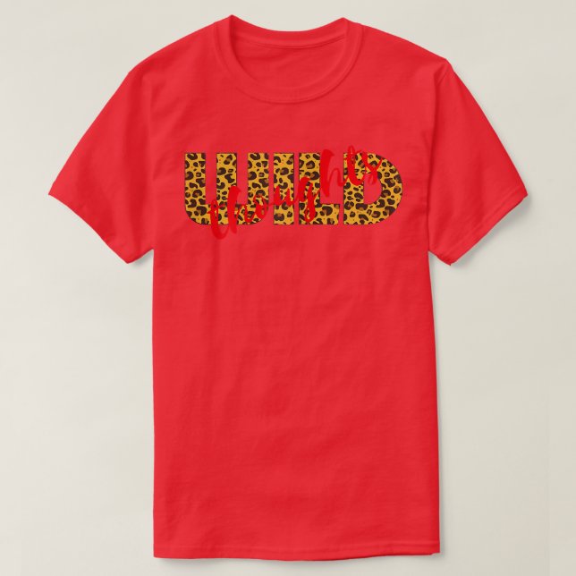 Womens WILD Thoughts Leopard Cheetah Print Red  T-Shirt (Design Front)
