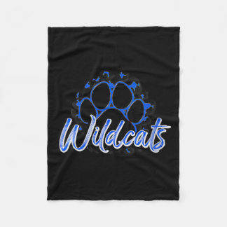 Womens Wildcats Blue Black Cheetah School Sports Fleece Blanket