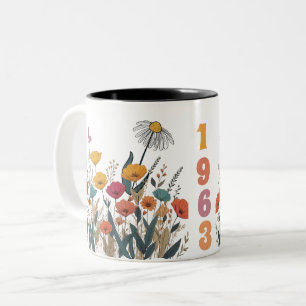 Women's Wildflower Birth Year Ed. Number Two-Tone Coffee Mug