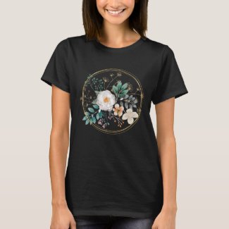 Women's Wildflower Boho Gold Frame Floral Graphic 