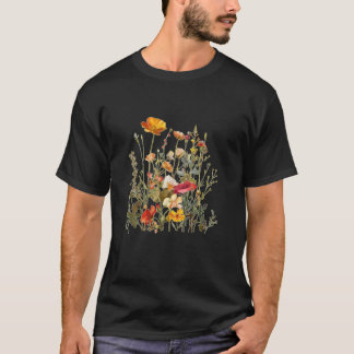 Womens Wildflower Bouquet Botanical Floral Vintage T-Shirt