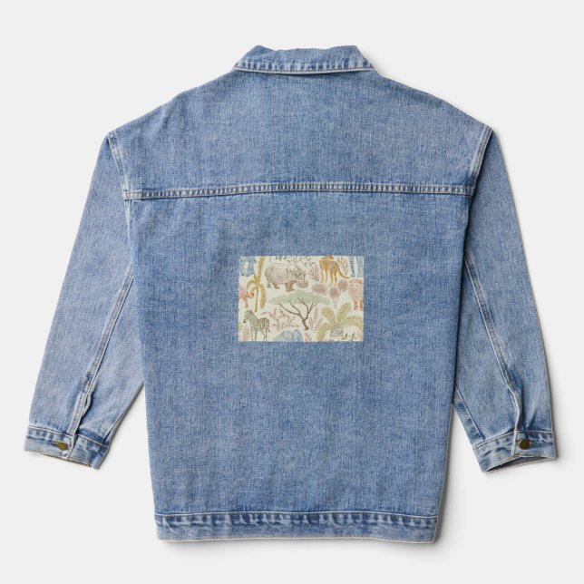 Women's Wildlife Safari print Denim Jacket (Back)