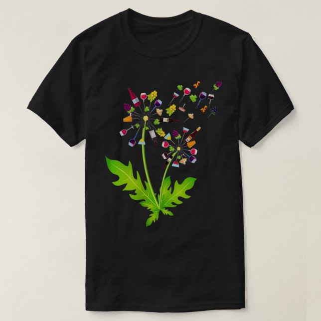 Womens Wine Dandelion Drinking Wine Rosee Wine Lov T-Shirt (Design Front)