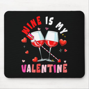 Women's Wine Is My Valentine Hearts Matching Drink Mouse Pad