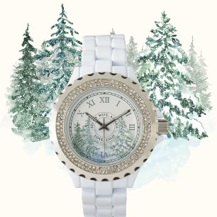 Women's Winter Forest Rhinestone Watch – White