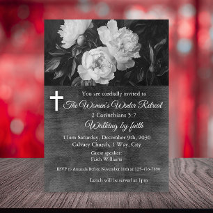 Women's Winter Retreat Black Floral Church Invitation