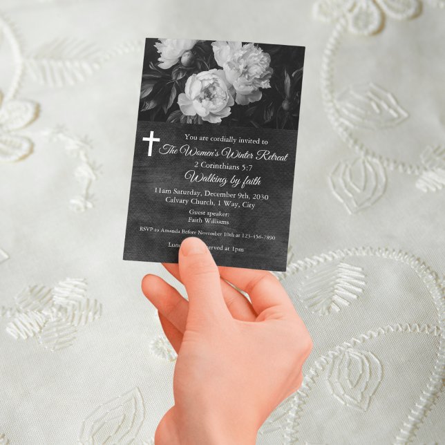 Women's Winter Retreat White Floral Church Flyer (Women's Winter Retreat White Floral Church Flyer)