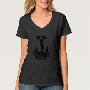 Womens Witchy Mama Esoteric Crystal Moon Hand Spir T-Shirt