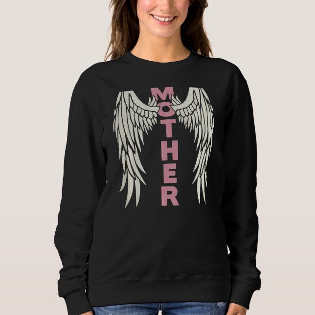 Womens Woman Mother Angel Wings Best Mom Mother Da Sweatshirt (Front)