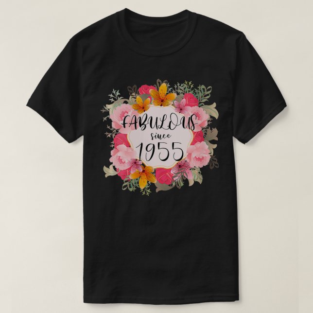 Womens Women 67 Years Old Fabulous Since 1955 Happ T-Shirt (Design Front)