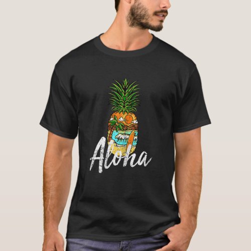 Womens Women Aloha Pineapple Beach  Graphic Vest C T_Shirt