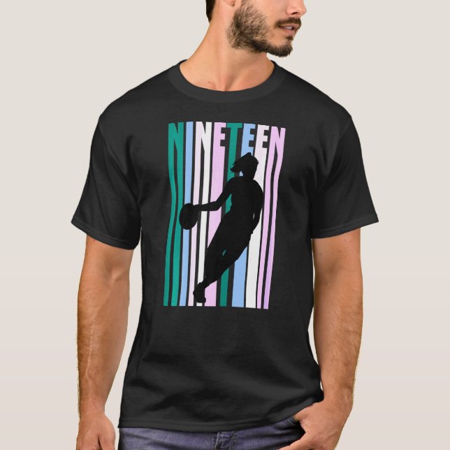 Womens Womens 19th Basketball Birthday Retro 19 Ni T-Shirt (Front)