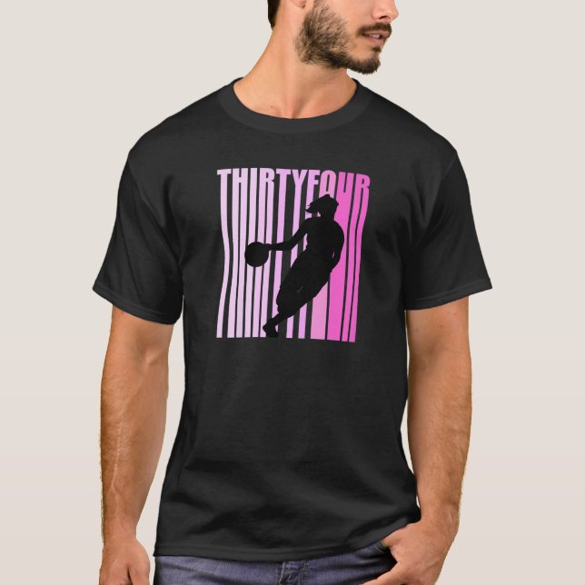 Womens Womens Basketball 34Th Birthday Retro 34 Su T-Shirt (Front)