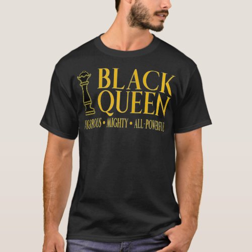 Womens Womens Black Queen Chess Piece Gold African T_Shirt