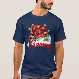 Womens Womens Blessed Gammy Santa Hat Xmas Light T-Shirt