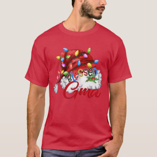Womens Womens Blessed Gma Santa Hat  Xmas Light  T-Shirt