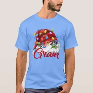 Womens Womens Blessed Gram Santa Hat Xmas Light T-Shirt