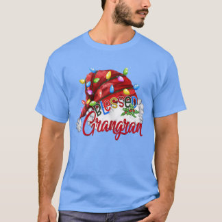 Womens Womens Blessed Grangran Santa Hat  Christma T-Shirt