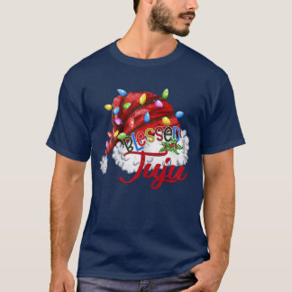 Womens Womens Blessed Juju Santa Hat  Xmas Light 7 T-Shirt