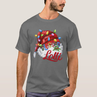 Womens Womens Blessed Lolli Santa Hat  Xmas Light  T-Shirt