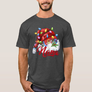 Womens Womens Blessed Nana Santa Hat  Xmas Light84 T-Shirt
