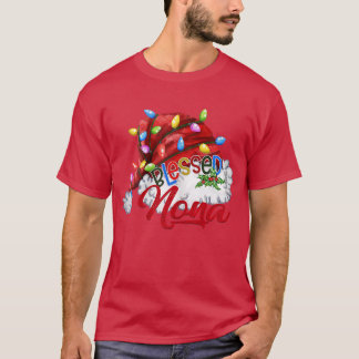 Womens Womens Blessed Nona Santa Hat  Xmas Light 8 T-Shirt