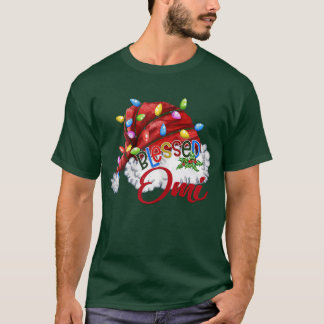 Womens Womens Blessed Omi Santa Hat  Xmas Light893 T-Shirt