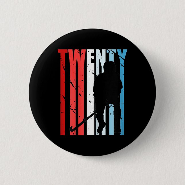 Womens Womens Field Hockey 48th Birthday Player Te Button (Front)