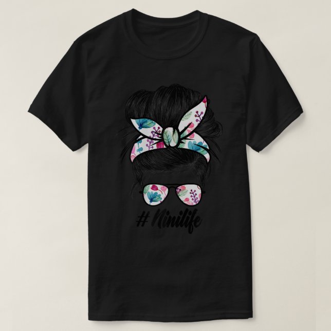 Womens Womens Ph Cute Floral Messy Bun Nini Life M T-Shirt (Design Front)