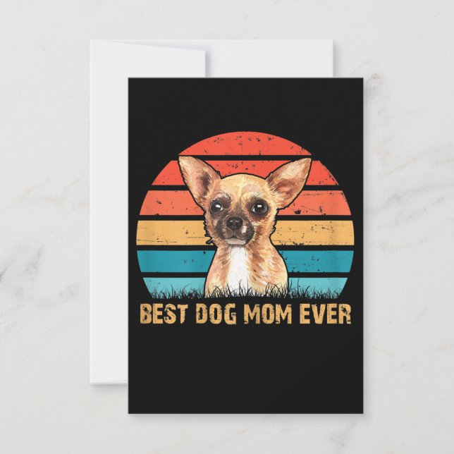 Womens Womens Quote Best Dog Mom Ever Chihuahua RSVP Card (Front)