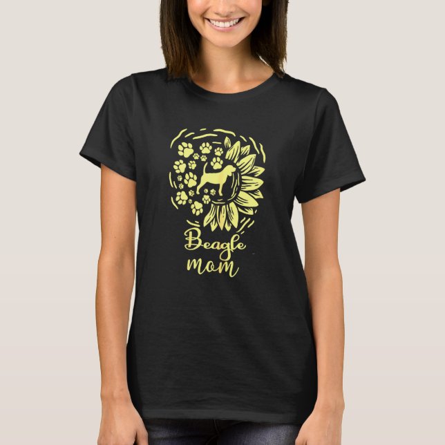 Womens Womens Sunflower Beagle Mom Dog T-Shirt (Front)