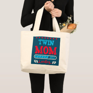 Womens Womens Twin Mama Twin Mom to Be Pregnancy Large Tote Bag