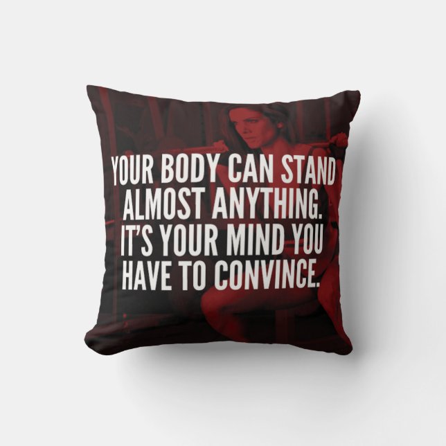 Women's Workout Inspirational Words Throw Pillow (Front)