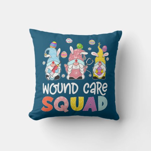 Womens Wound Care Squad Bunny Gnome Eggs Hunting Throw Pillow