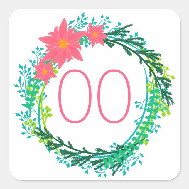 Women's Wreath 60th 70th 80th 85th 90th Birthday Square Sticker (Front)