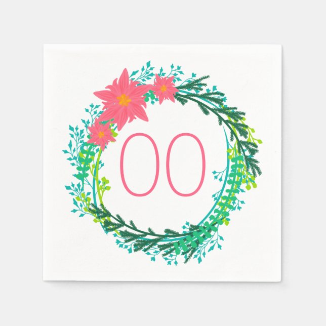 Women's Wreath 91st 92nd 95th 98th 99th Birthday Napkins (Front)