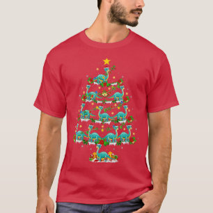 Womens Xmas Lights Brontosaurus Dinosaur Christmas T-Shirt
