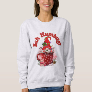 Women's Xmas Sweatshirt Gnome Coffee Bah Humbug