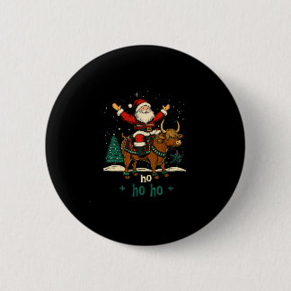 Womens Xmas Tree Lighting Santa Riding Highland Co Button