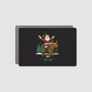 Womens Xmas Tree Lighting Santa Riding Highland Co Car Magnet