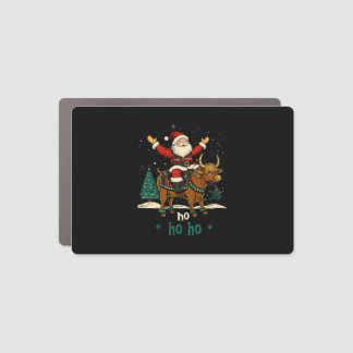 Womens Xmas Tree Lighting Santa Riding Highland Co Car Magnet