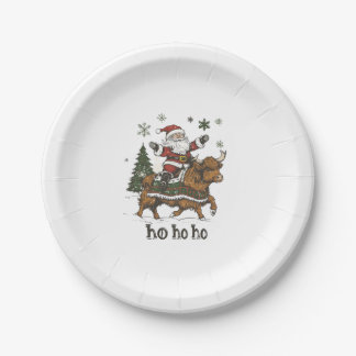 Womens Xmas Tree Lighting Santa Riding Highland Co Paper Plates