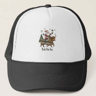 Womens Xmas Tree Lighting Santa Riding Highland Co Trucker Hat