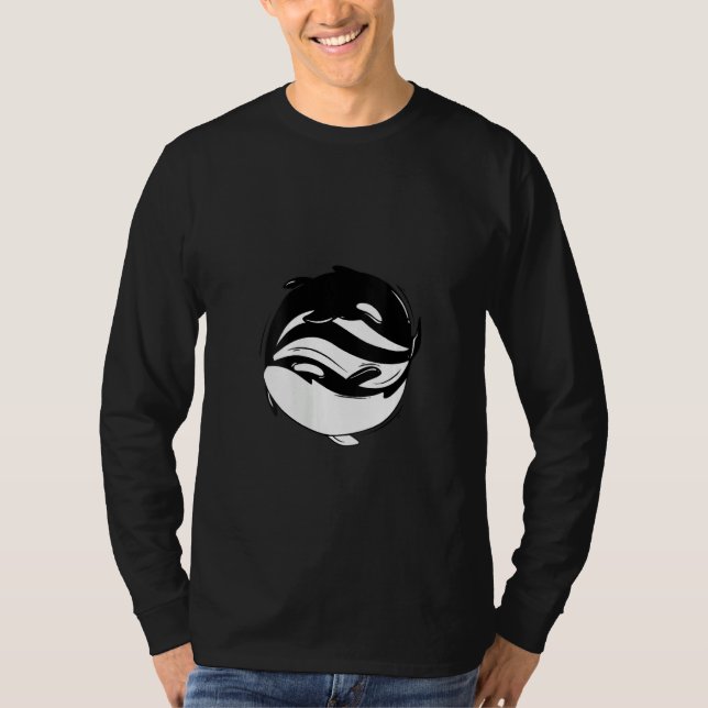 Womens Yin Yang Killer Whale Orca V Neck T-Shirt (Front)