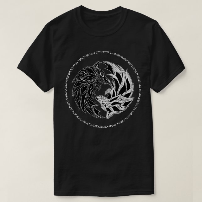 Womens yin yang Wolves Wolf, yinyang Tai Chi, Qi G T-Shirt (Design Front)