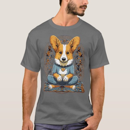 Womens Yoga Corgi Meditation Zen Namaste Mindfulne T_Shirt