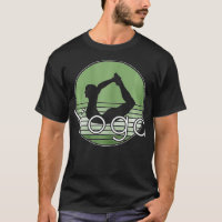 Womens Yoga Outfit with Sunset Yoga Pose Bow Green T-Shirt