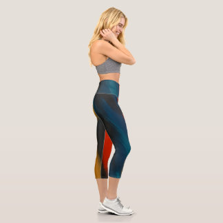 Women's Yoga Set with Artistic Brushstroke Design  Capri Leggings